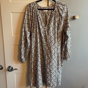 Becasa L/XL 100% cotton block print long sleeve dress